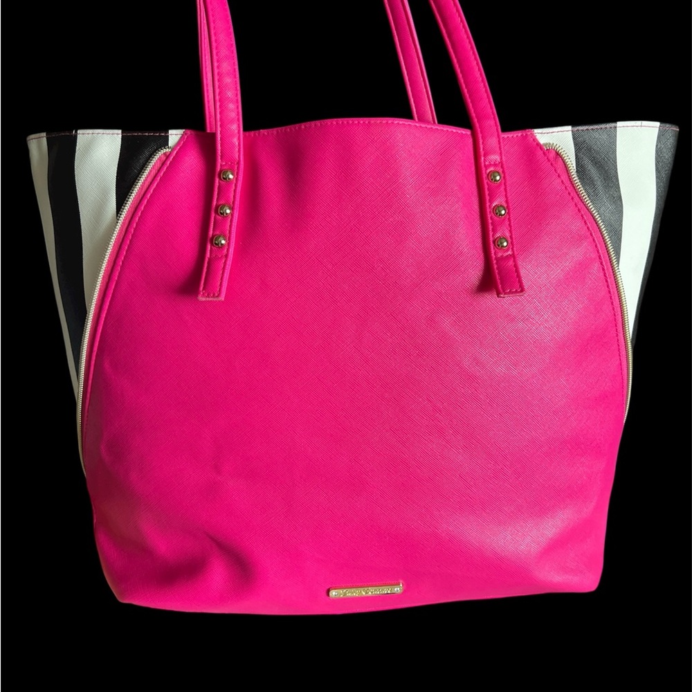 Juicy CoutureVibrant Pink and Black Striped Tote